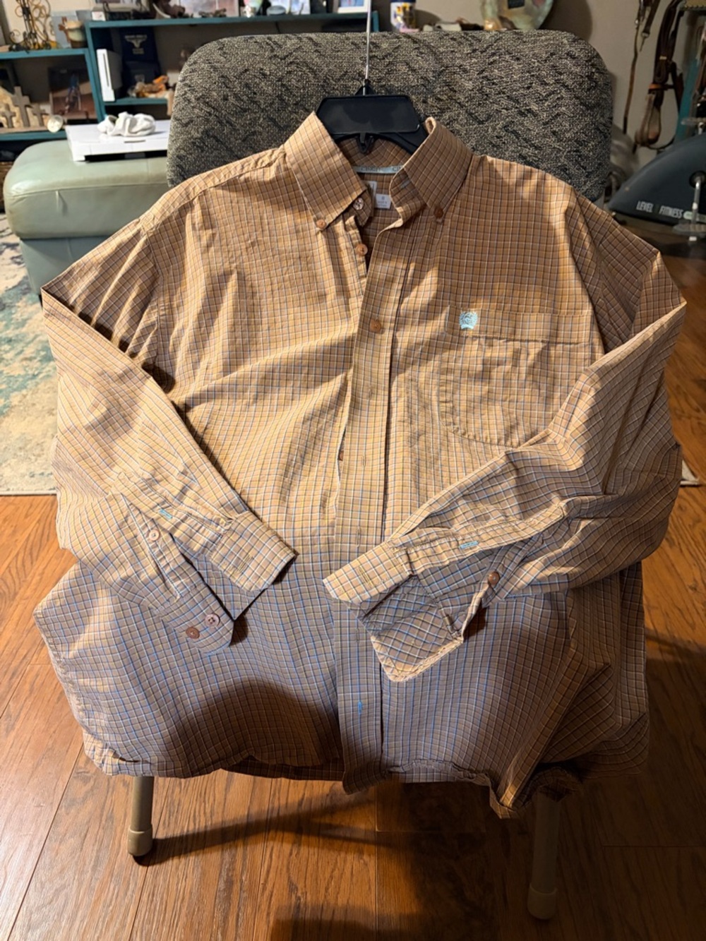Cinch Men's Brown and Blue Plaid Button-Down Shirt
